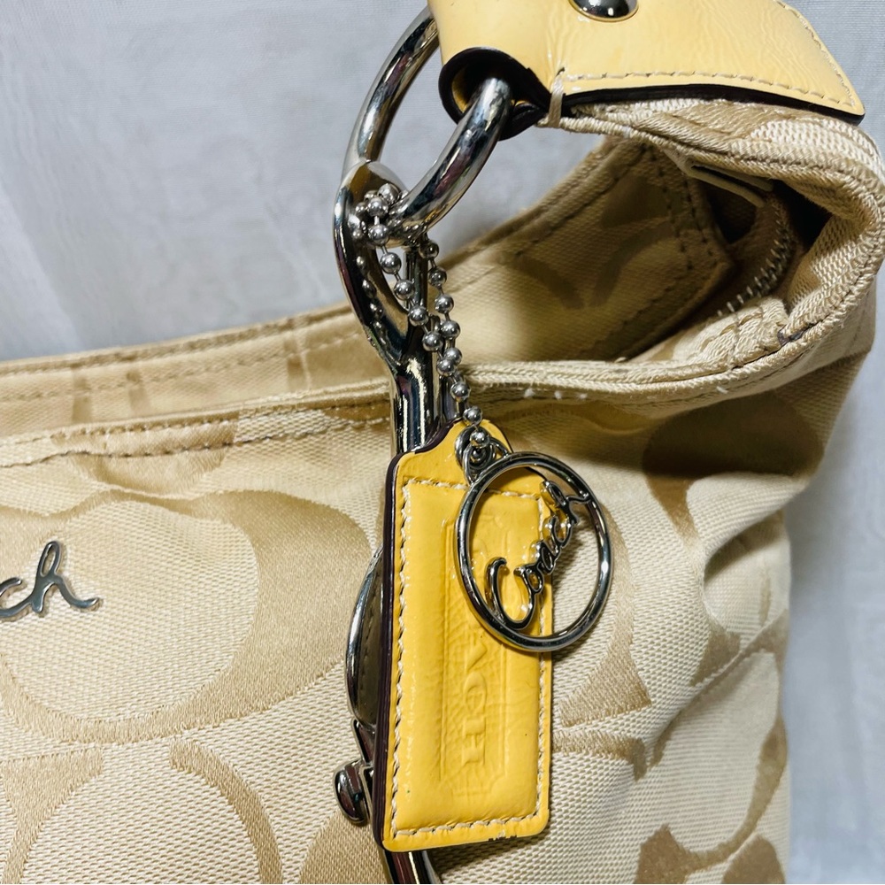 Coach Signature Hobo with Yellow Patent Leather Trim - Picture 5 of 14